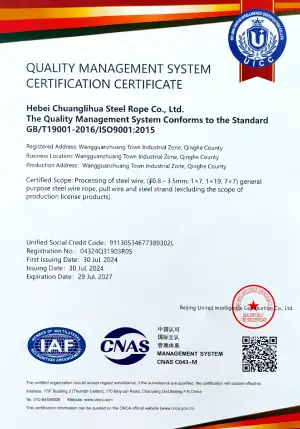 chuanglihua ISO9001 2015 certificate
